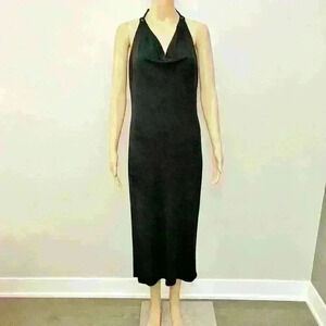 Vintage Anne.X Y2K  Sexy Halter Cow Neck Evening Formal Event Black Maxi Dress